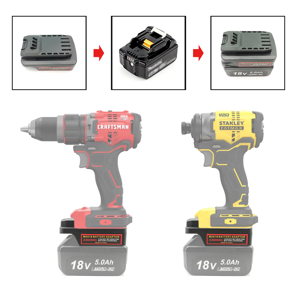 Power Tools Stanley - แบตเตอรี่แปลงอะแดปเตอร์สําหรับ Makita 18V แบตเตอรี่ลิเธียมไอออนสําหรับ CRAFTSMAN 20V