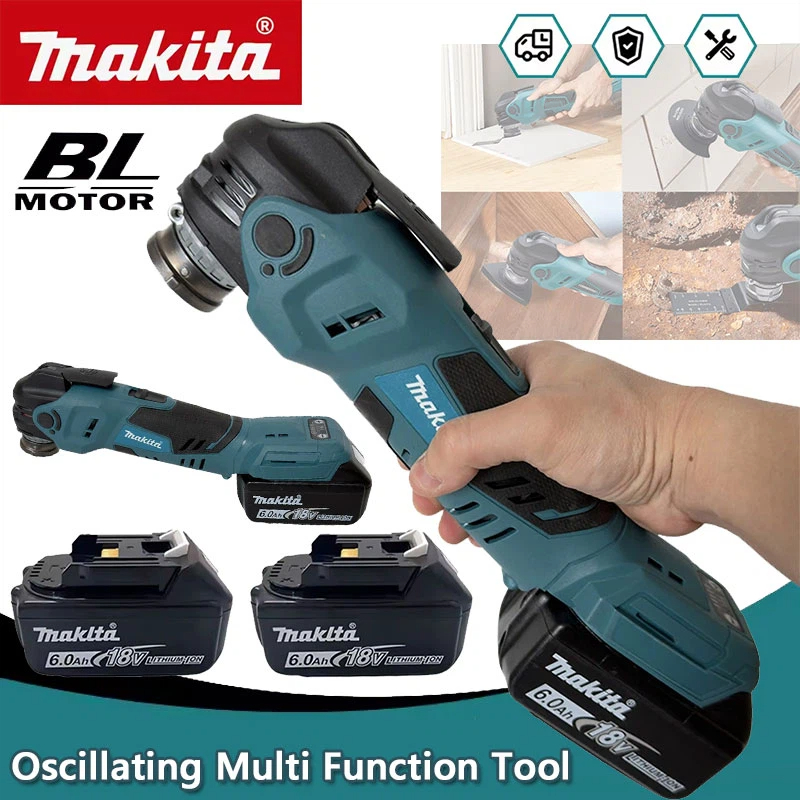 Power Tools Wood - เครื่องมืออเนกประสงค์ไร้สาย Makita แบบสั่นสะเทือน พร้อมใบเลื่อย/ใบมีดตัด/ใบมีดขูด/ใบมีดตัดไม้ ใช้แบตเตอรี่ 18V