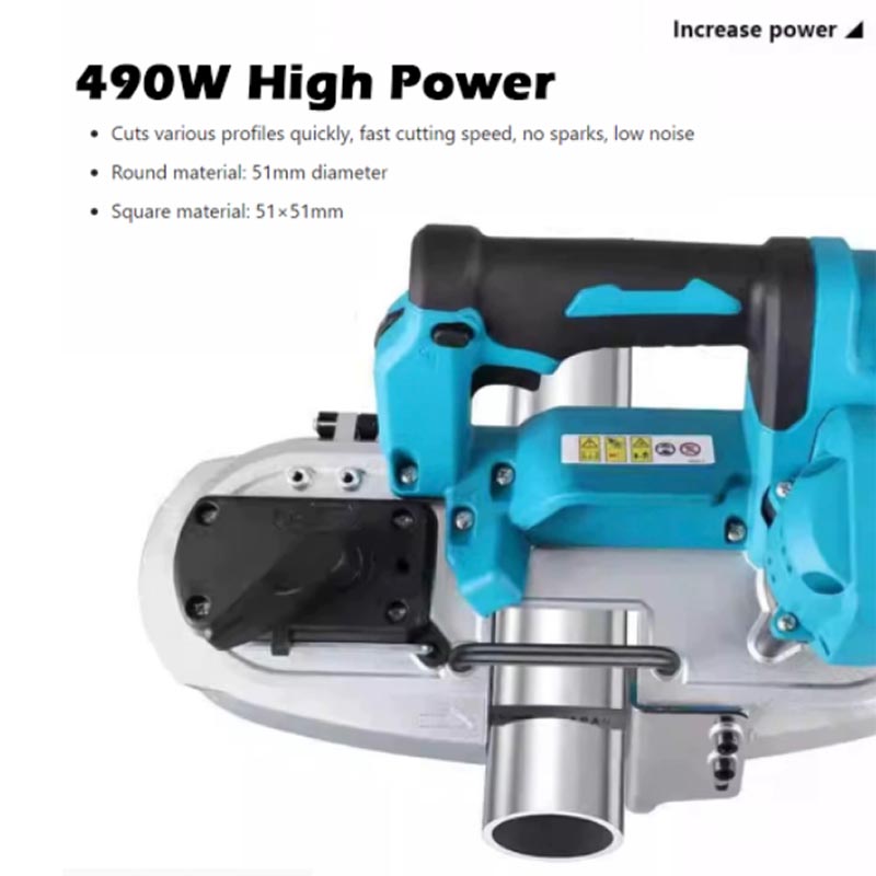 Power Tools Wood - เลื่อยสายพานไร้สายแบบพกพา 490W พร้อมแบตเตอรี่ลิเธียม เครื่องมือตัดโลหะและไม้แบบมือถือ 18V เครื่องตัดไร้สาย