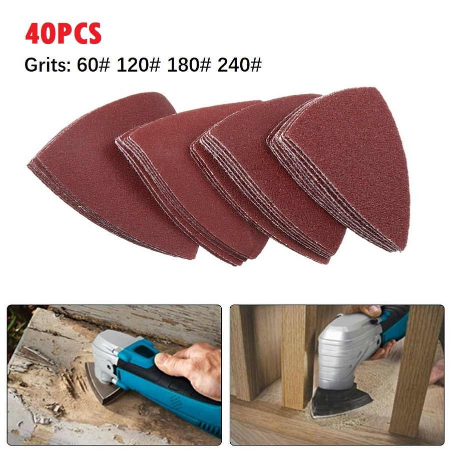 Power Tools Accessories - กระดาษทรายรูปสามเหลี่ยม 40 ชิ้น ความละเอียด 60/120/180/240 กริต
