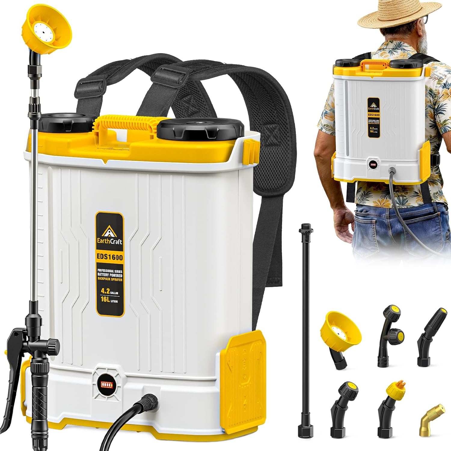 Power Tools Equipment - เครื่องพ่นสารเคมีแบบสะพายหลังใช้แบตเตอรี่ขนาด 4.2 แกลลอน ใช้งานร่วมกับแบตเตอรี่ DeWalt 20V
