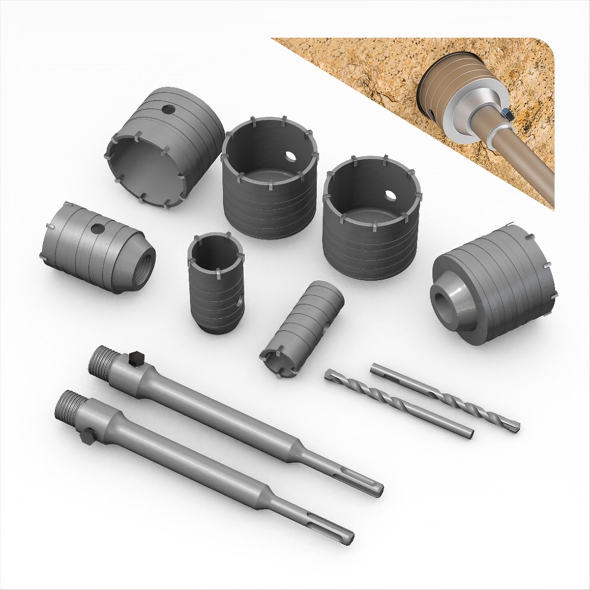 Hammer Drill Sds - ชุดดอกสว่านเจาะผนัง A58Z SDS Plus พร้อมดอกเจาะรูวงกลม สำหรับคอนกรีต