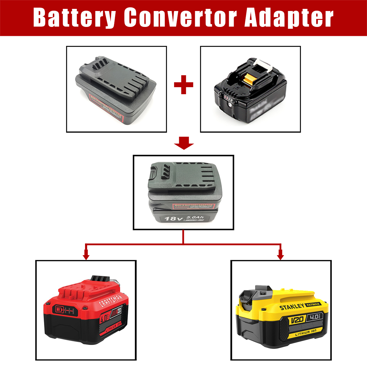 แบตเตอรี่แปลงอะแดปเตอร์สําหรับ - Power Tools Stanley บทวิจารณ์และราคา